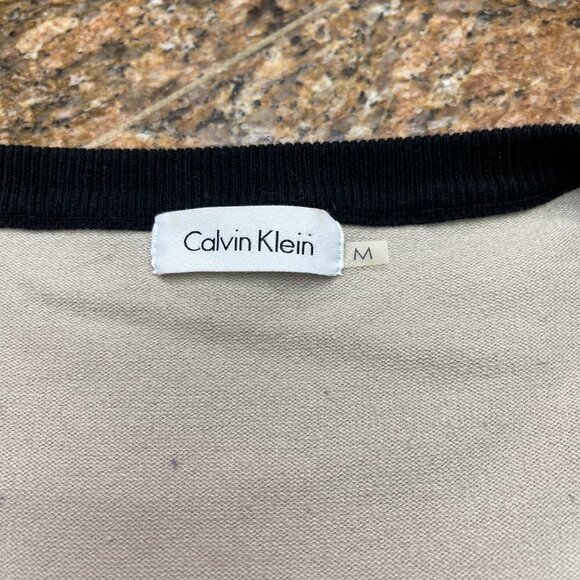 Calvin Klein Women’s Tan and Black Striped Half Sleeve Knit Mini Dress, Size M - Picture 14 of 15